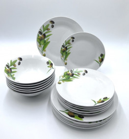 Набір тарілок і салатників 18 предметів OLIVES Limited Edition YF6022